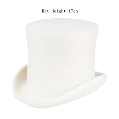 Men Women 100% Wool Felt Top Hat Gentleman Cylinder Hat Satin Lined Party Formal Fedora Costume Magician Cap