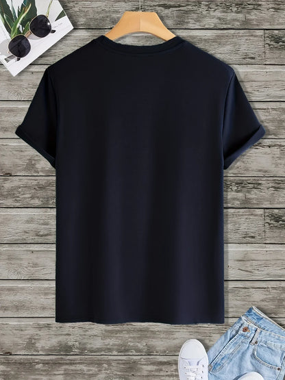 Men's summer 100 cotton fashionable casual loose plus size American flag printed sports round neck short sleeved T-shirt top