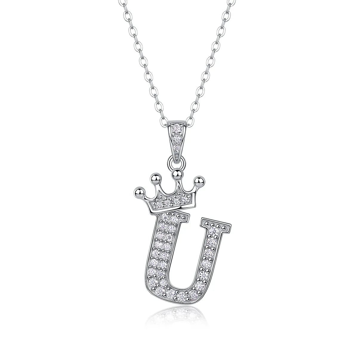 925 Silver Initial Necklace Sparkling Full Moissanite Diamond Pendant Charm Necklaces for Women Letter Name Choker Jewelry Gift