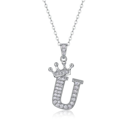 925 Silver Initial Necklace Sparkling Full Moissanite Diamond Pendant Charm Necklaces for Women Letter Name Choker Jewelry Gift