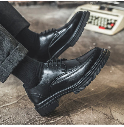 Big Size Men Height Increaseing Dress Brogue Shoes Gentleman Suit Elevator Shoes Oxford Invisible Heel 4/7/9CM Wedding Man Shoes