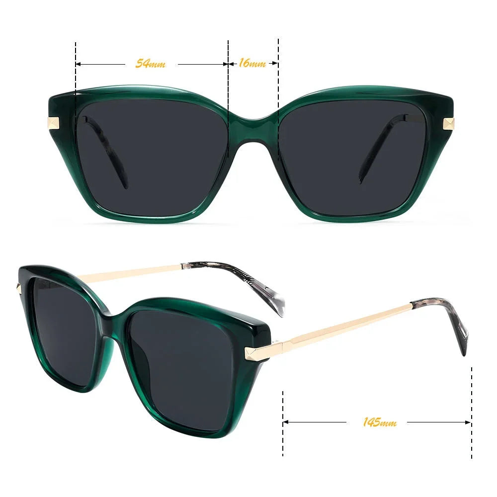 Women's Sunglasses UV400 Cat Eye Acetate Metal Big Size Trendy