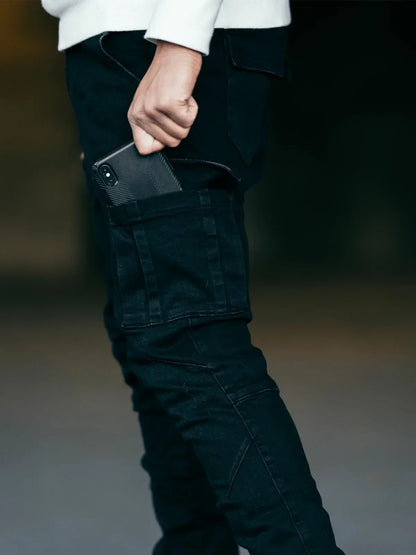 New Spring New Hot Sale Stretch Men's Jeans Fashion Trendy Casual Knee Wear-Resistant Comfortable Zipper Feet Skateboard Pants