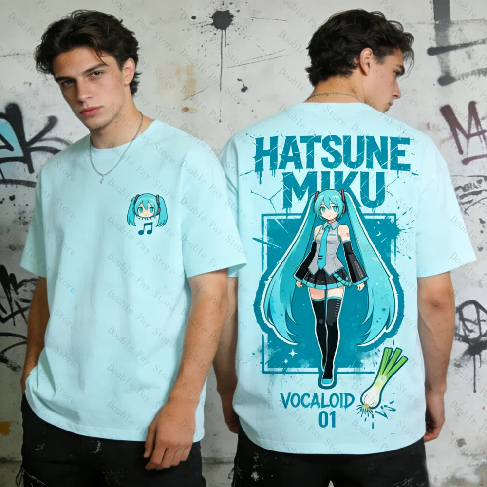 Miku Oversized T-shirt Men Women Anime Vocaloid 01 Tee Harajuku Streetwear Short Sleeve Tops Hip Hop Casual Summer Clothes