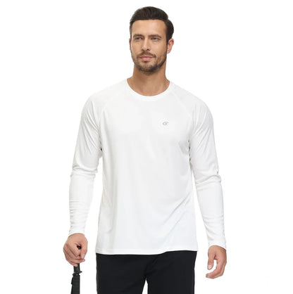 Men UPF 50+ Long Sleeve T-Shirt, Rash Guard Breathable Tops, Pullover Shirt for Sport Fishing Hiking Running Beach Surfing