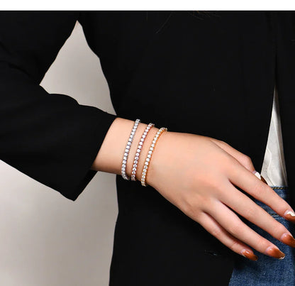 D Color Round Cut 5.0 4.0mm Moissanite Tennis Bracelet for Women Man Real 925 Sterling Silver Pass Diamond Tester Gift