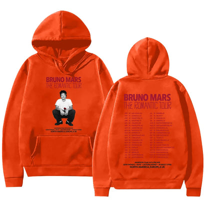 Bruno Mars The Romantic 2026 Tour Hoodie Bruno Mars Sweatshirt Unisex Youth and Adult Tops Concert Outfits High Street Pullover