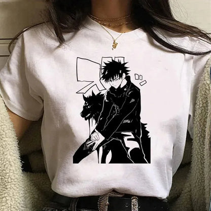 Goth Clothes Gojo Graphic Tshirt Anime Jujutsu Kaisen Funny Summer T-shirt for Women Japanese T Shirts Cartoon Woman Tshirts
