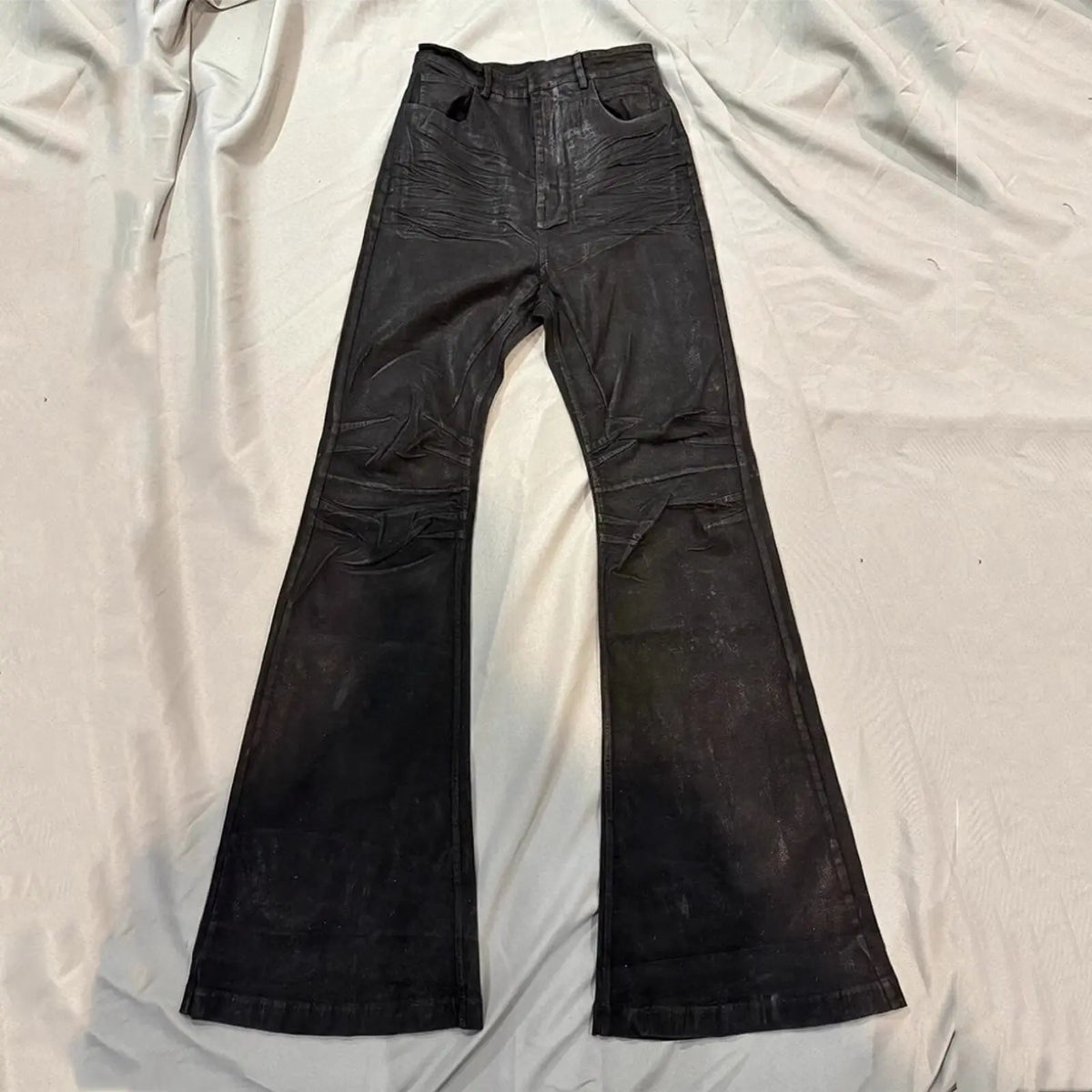 Y2K Washed Jeans Gothic Vintage Micro Flared Middle Waisted Zipper Pants Women Men Streetwear High Quality Design Sense Trousers