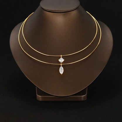2/3Carat Oval Cut Moissanite Pendant Necklace Plated 18K Gold Lab Diamond 100% S925 Silver Choker for Women Jewelry Gifts