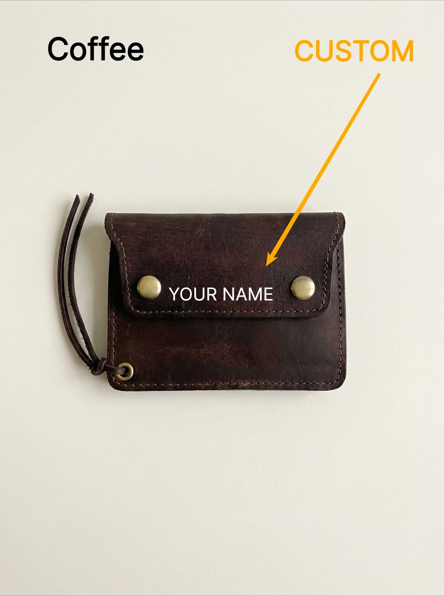 Full Grain Leather Card Holder Wallet Handmade Retro Zipper Coin Purse Magnetic Closure Personalized Engraving