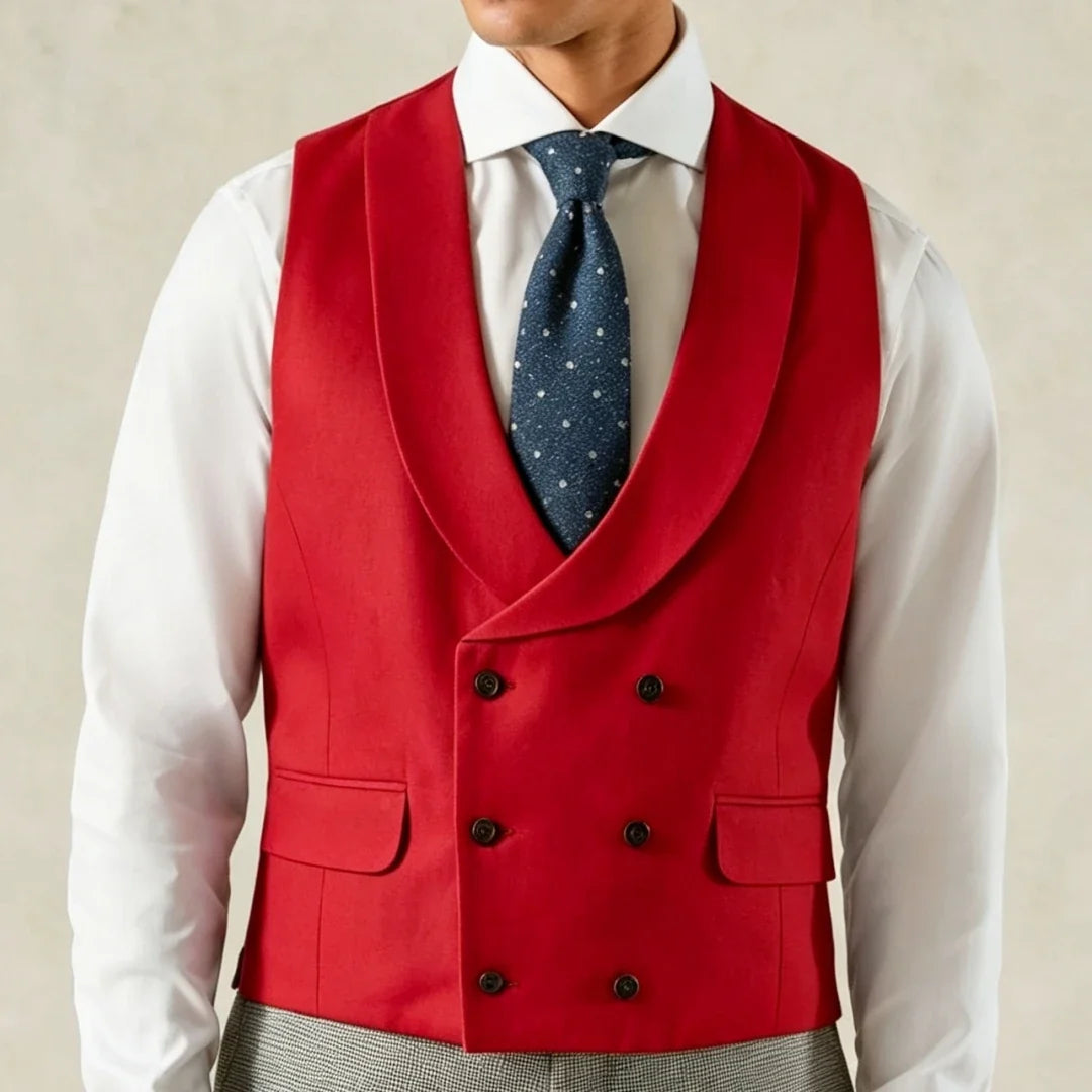 Men Vest Pink Solid Double Breasted With Lapel Waistcoat For Wedding Banquet Business Work Office Casual Daily Men Suit Vest