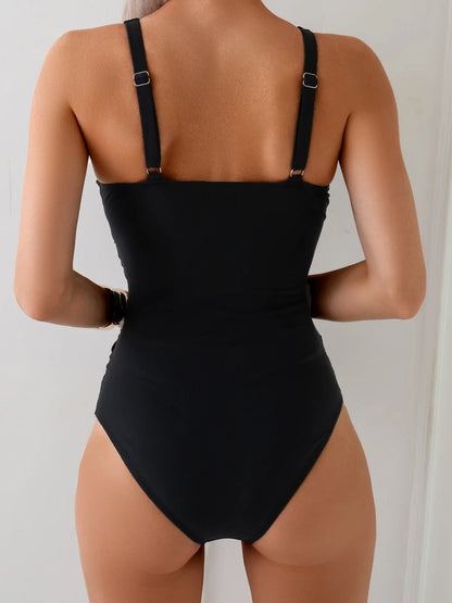 2026 New Solid Cross One Piece Swimsuit For Women Plus Size Swimwear Push Up Bathing Suit Beachwear Large Size Swimming Suit XXL