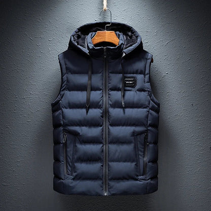 New Hooded Casual Vest Jacket for Men Autumn Winter Warm Sleeveless Jacket Fashion Comfortabel Zipper Waistcoat Plus Size M-6XL