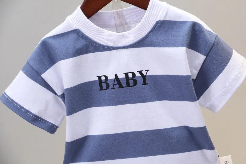 Summer Boys Clothes Children Cotton Strips Causal T Shirts Shorts 2Pcs/set Infant Outfit Kids Toddler Tracksuits 0-5 Years