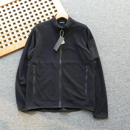 Outdoor Lightweight Fleece Sweatshirt Jacket Men's Zipper Closure Stand Collar Technical Fabric Comfortable Youth Fashion