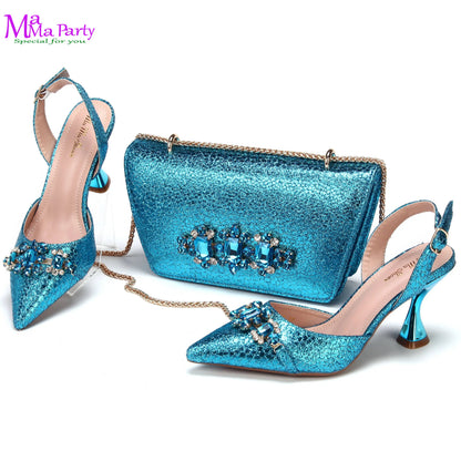 Wine Fashion Leisure Style 2025 New Coming Nigerian Women Shoes Matching Bag Set Pointed Toe High Quality  For Wedding Party