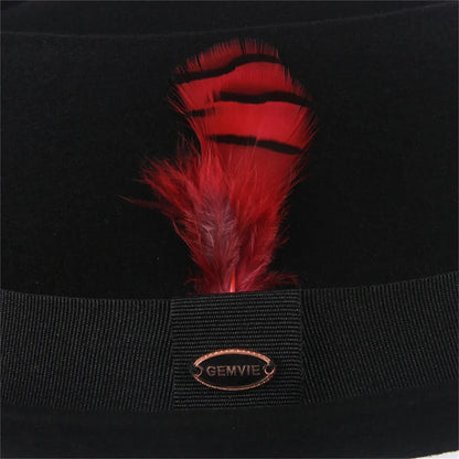100% Wool Pork Pie Fedora Hat for Women Men Autumn Winter Felt Curved Brim Porkpie Hat