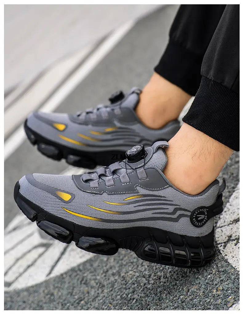 Rotary Button Safety Shoes Men Steel Toe Sneakers Puncture Proof Work Safety Boots Air Cushion Sport Work Shoes Anti-smash Boots