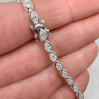 Certified 0.2carat Waterdrop Moissanite Tennis Bracelets Bezel Set 925 Sterling Silver Pear Cut Diamond Bracelet for Women