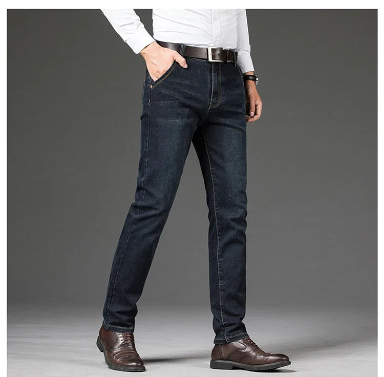 Plus Size 28-46 Spring Autumn Classic Business Trousers Male Brand Men's Fashion Casual Jeans Straight Elasticity Denim Pants
