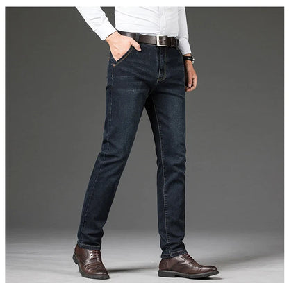 Plus Size 28-46 Spring Autumn Classic Business Trousers Male Brand Men's Fashion Casual Jeans Straight Elasticity Denim Pants