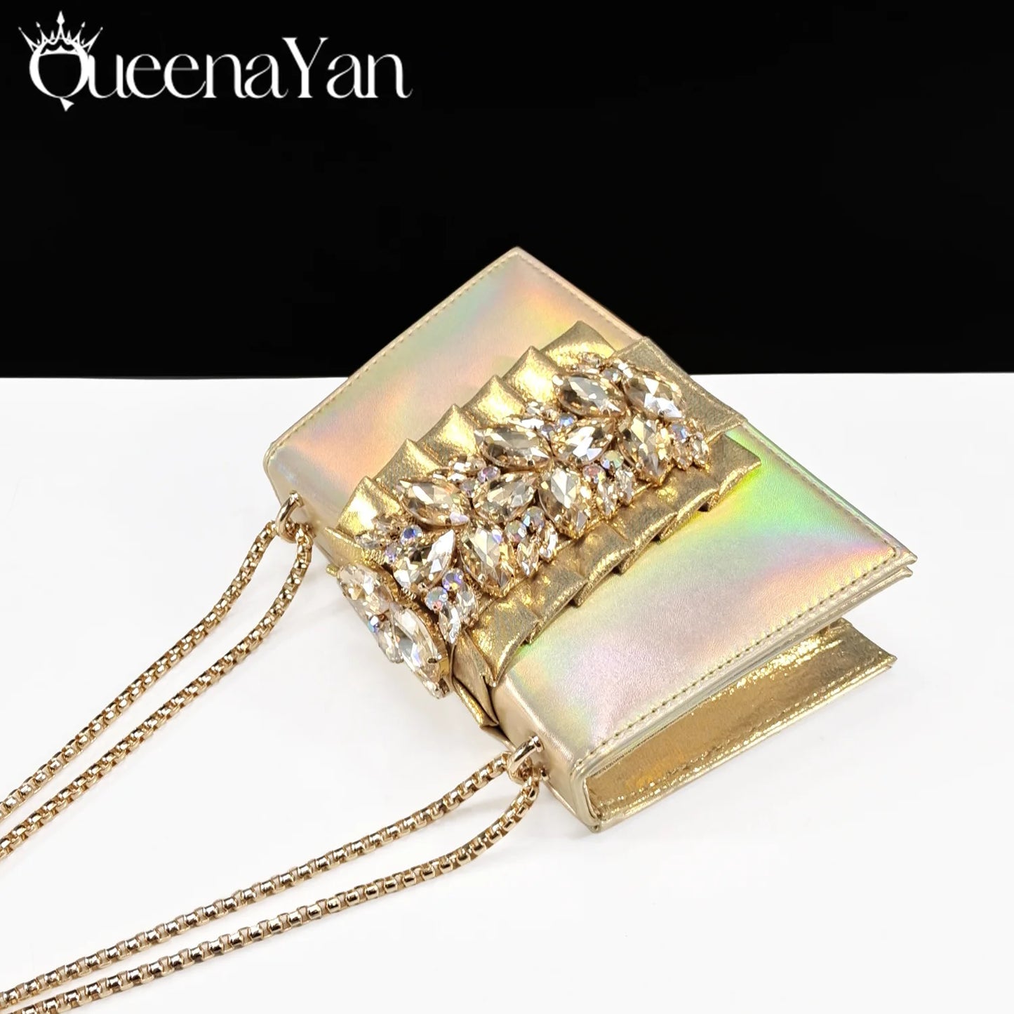 Spot goods INS Gold Color Elegant Women Heels Shoes and Bag Set Decoration Rhinestones Women High Heels Shoes