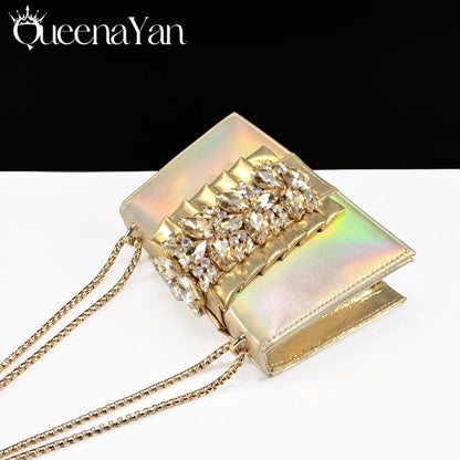 Spot goods INS Gold Color Elegant Women Heels Shoes and Bag Set Decoration Rhinestones Women High Heels Shoes