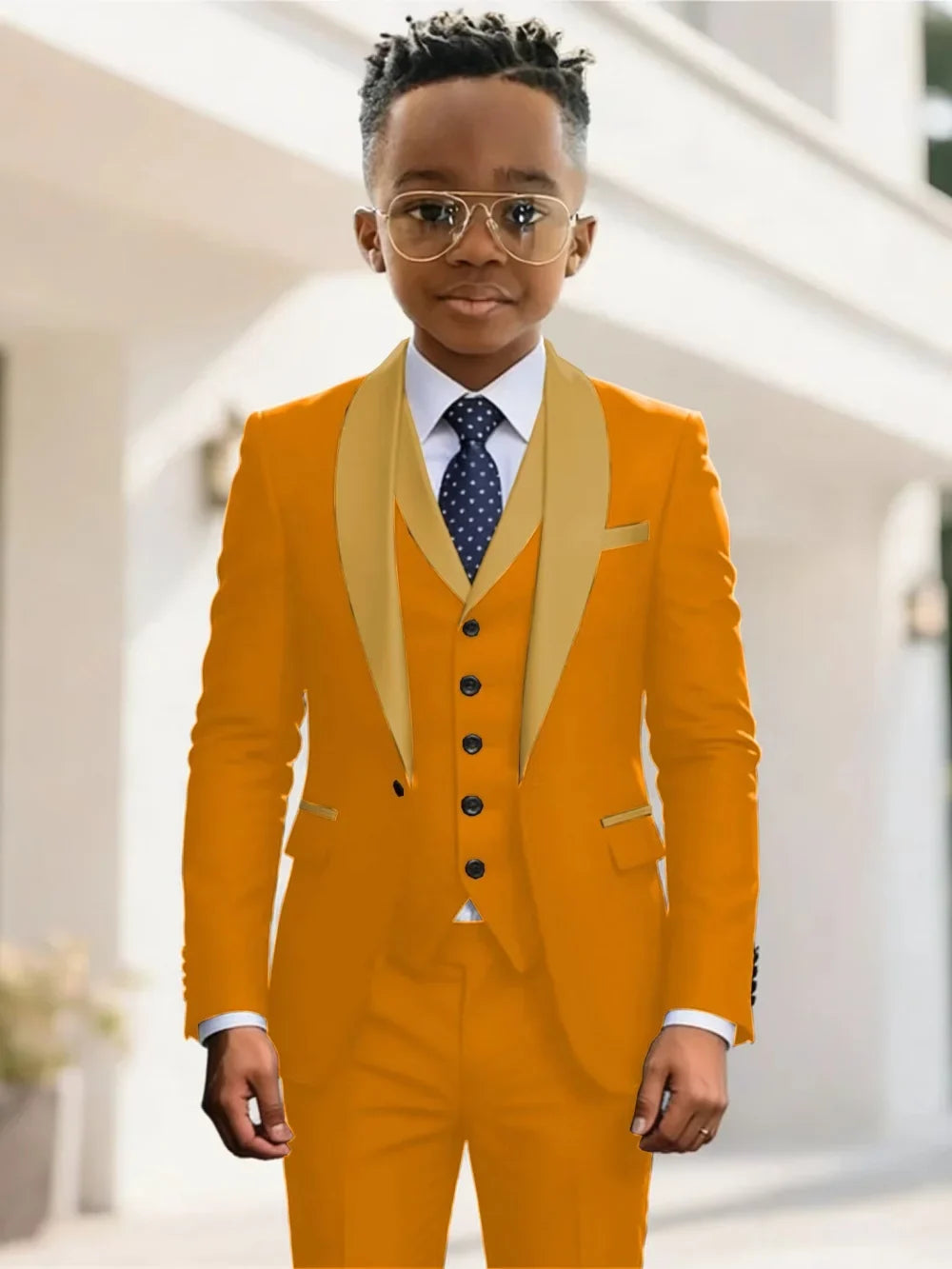 New Kids Suit Set 3 Pieces Wedding Ring Bearer Outfit Boys Handsome Shawl Lapel Tuxedo For Piano Peformance 2-20T