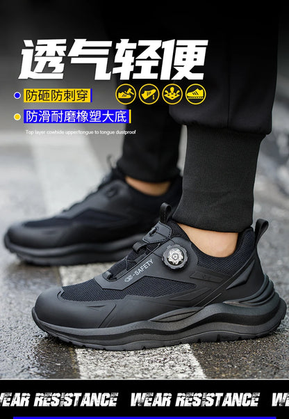 Large Size 48 Men's Summer Safety Shoes Rotating Button Work Sneakers Steel Toe Shoes Puncture-Proof Protection Shoes Security