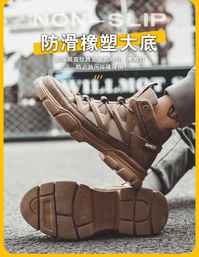Male Work Boots Indestructible Safety Shoes Men Steel Toe Puncture-Proof Work Sneakers Male Shoes For Adult Work Shoes