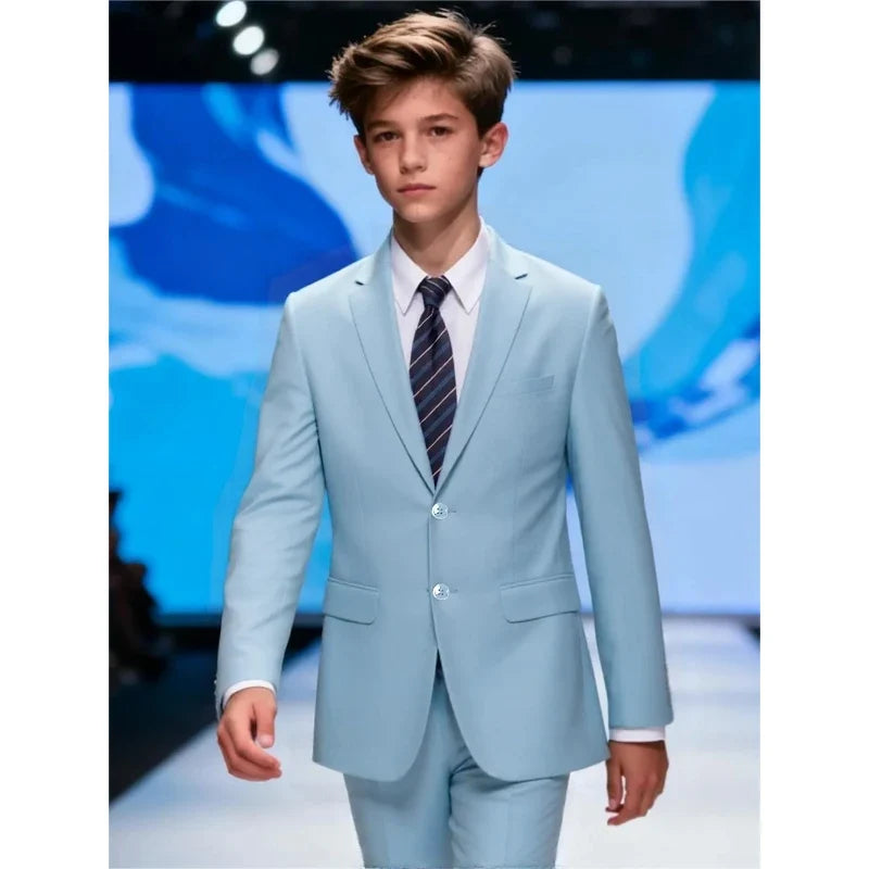 Boys Suit 5-piece Jacket Vest Pants Pocket Shirt Tie Random Casual Formal Wedding Teen Suit Dress School Uniform Size 4-16Y