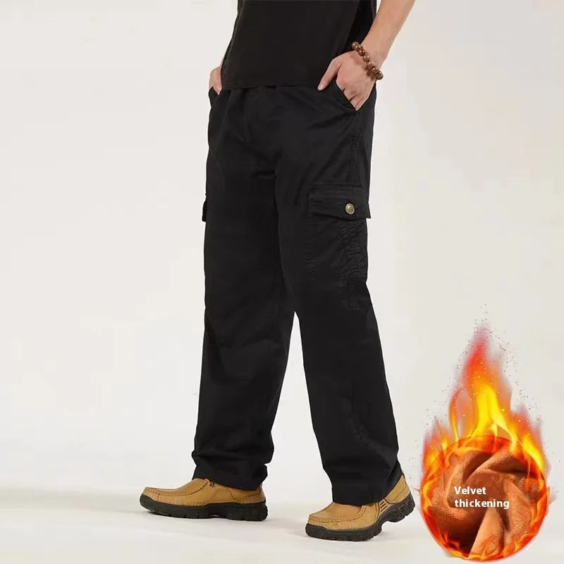 6XL Winter Men Fleece Pants Large size Mens Cargo Pants Trousers  Men Sports Sweatpants Thicken Style Trousers Jogger Pants Male