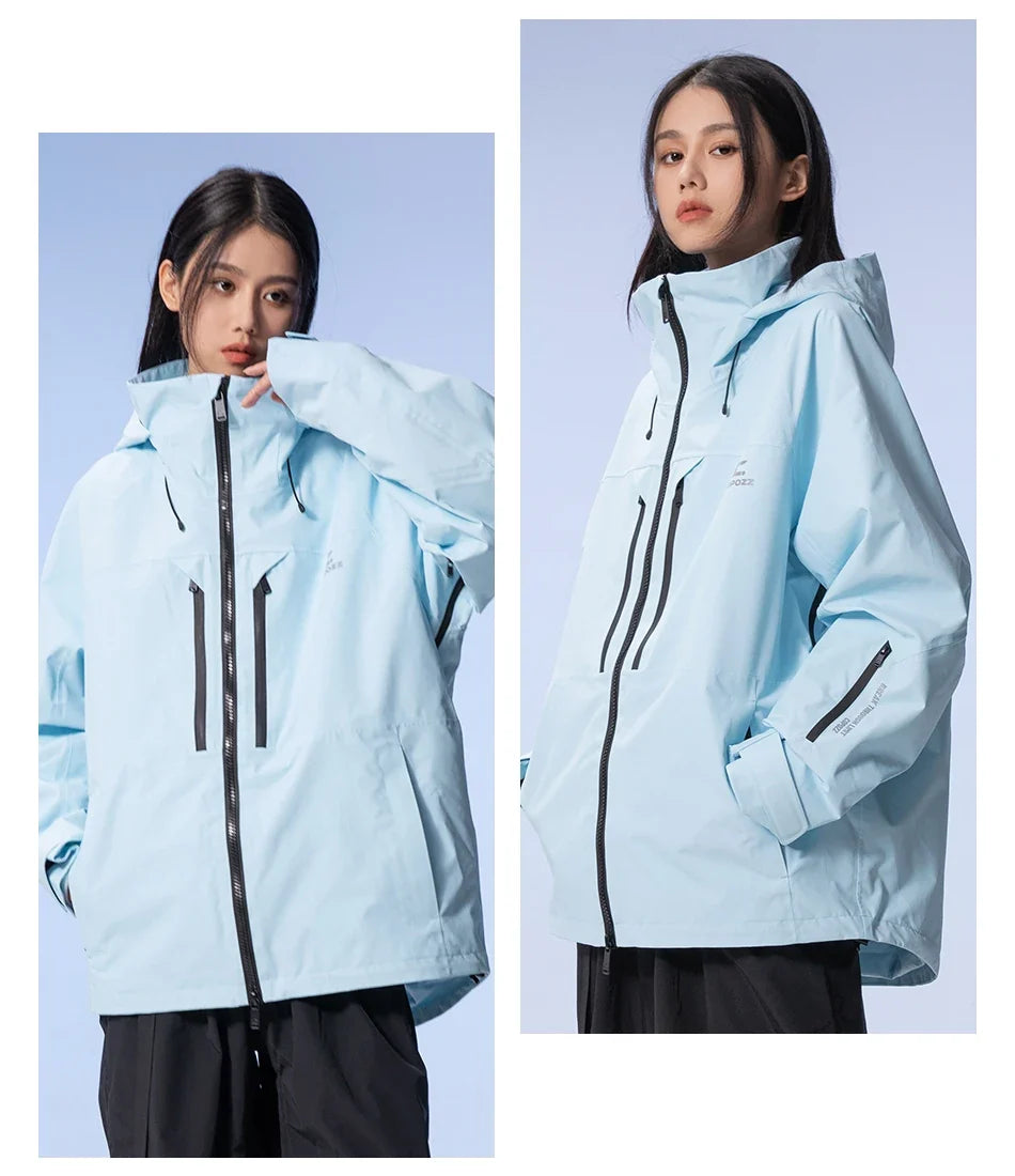 Thicken 3L Ski Jacket Men Women Windproof Waterproof Winter Ski Coat Ski Wear Solid Color Hooded Warm Snowboard Ski Suit