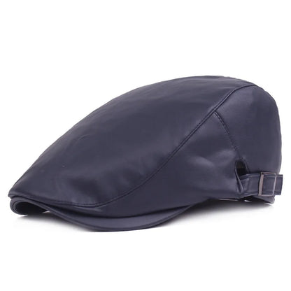 Men Women Ivy Cap Newsboy Hat Adjustable Faux PU Leather Berets for Spring Summer Autumn Gatsby