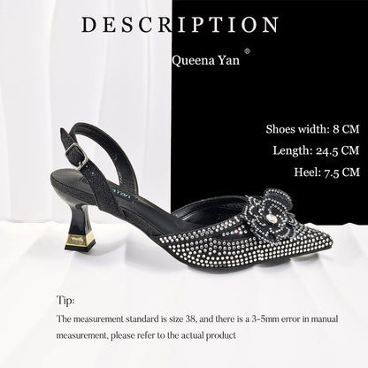 Elegant African-Inspired Evening Shoes and Handmade Clutch Set Pointed Toe High-Heel Women's Footwear and Matching Bag