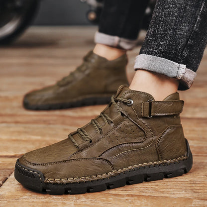 Men's Hand-stitched Boots Plus-size Casual Shoes Comfortable Soft Ankle Boots Outdoor Non-slip Wear Boots