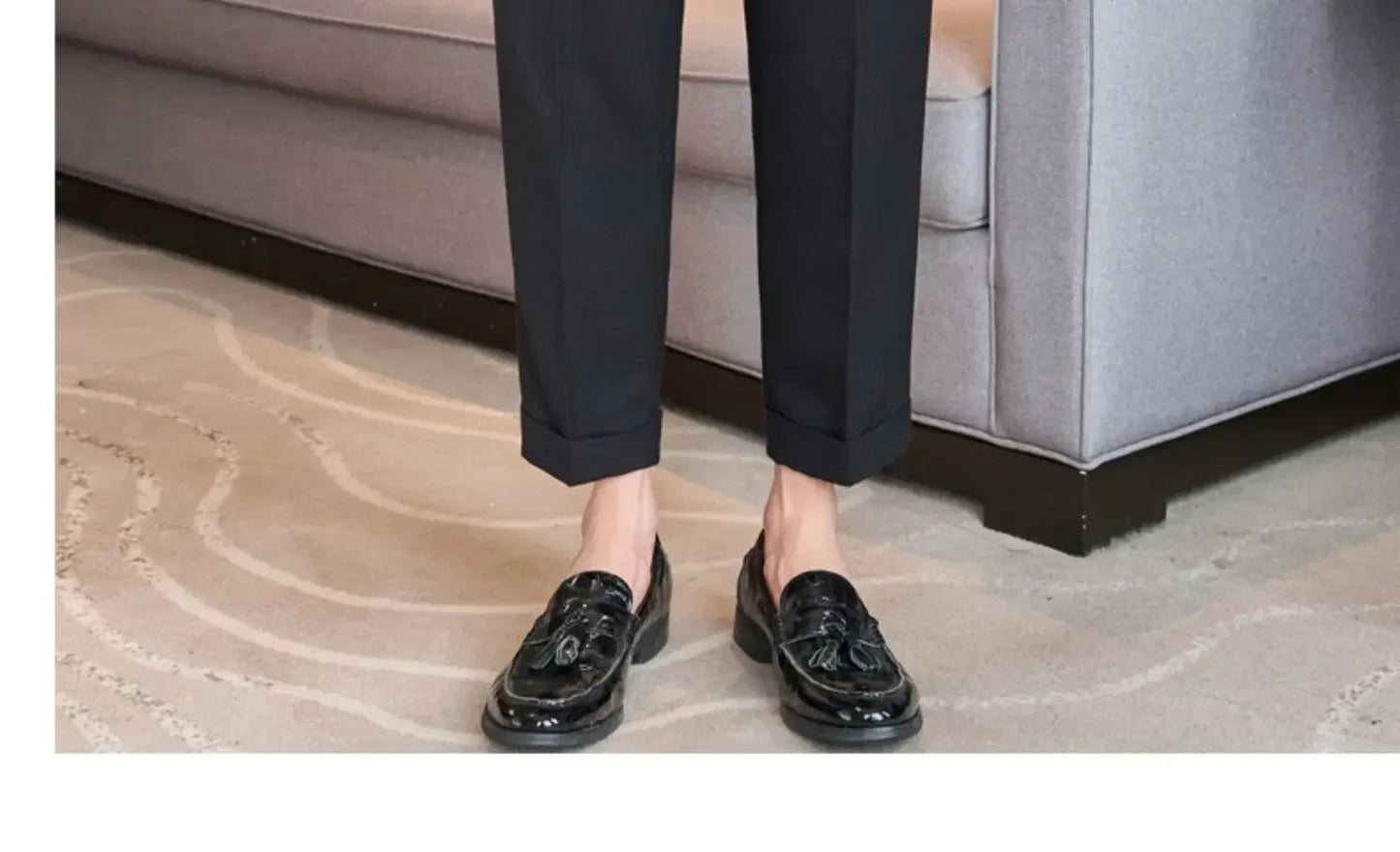 British Style Naples Men's High-end Linen Pants High Waist Straight Slim Fit Casual Trousers High Quality Solid Social Suit Pant