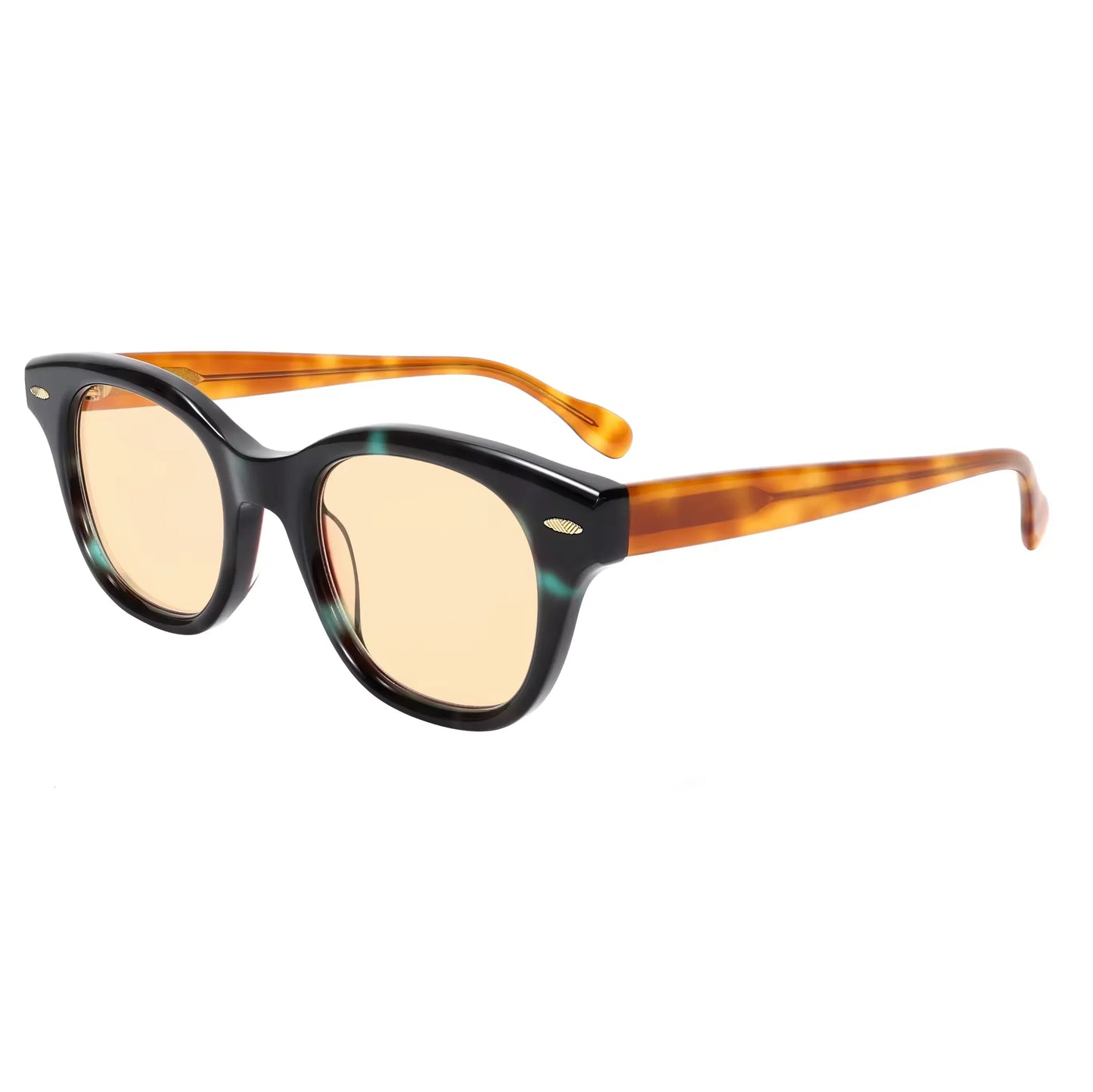 Transparent Grey Acetate Sunglasses Vintage Rivet UV400 Non Polarized Lens High Quality Unisex Sun Glasses