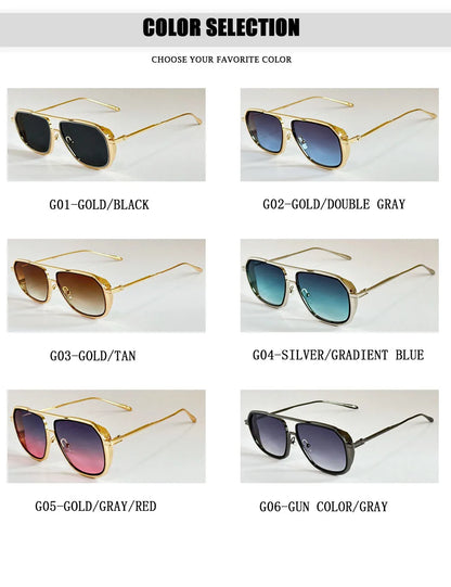 Fashion Sunglass Men Vintage Sunscreen Oversized Sunglasses Women Trendy Metal Glasses Gafas De Sol Hombre Lunette Soleil Femme