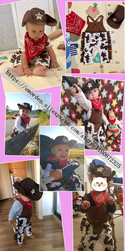 Cowboy Cow Boy Costume Rompers for Baby Boys Toddler Infant Halloween Christmas Birthday Party Cosplay Fancy Dress