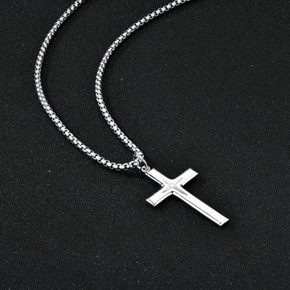 2.2mm Moissanite 925 Sterling Silver Cross Pendant Necklace Stainless Steel Rollo Chain for Men Fashion Party Daily Gift