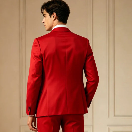 Luxury Men's Shiny Satin Suit 2 Piece Notch Lapel 1 button Jacket Wide Leg Flared Pants Wedding Groom Tuxedo Formal Party