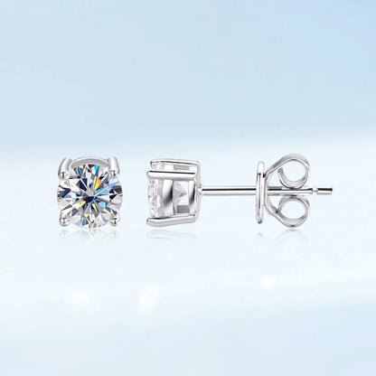 Real 0.2-3CT D Color Moissanite Stud Earrings For Women Party 4 Prong S925 Silver 0.1CT 3mm Pass Diamond Test Earring Gift
