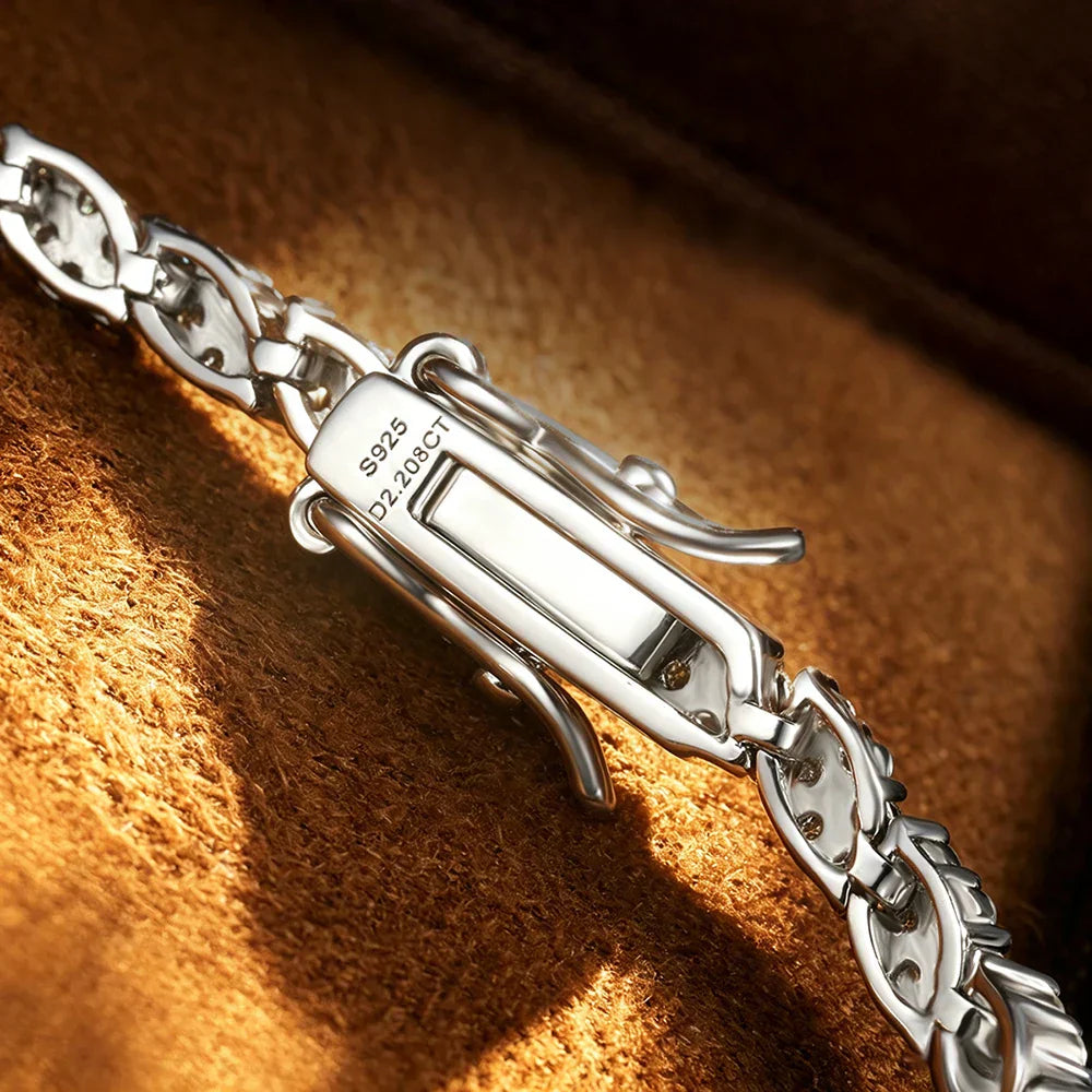 2025 New In Rhombus Shape Full 1.2mm D Color Moissanite Tennis Bracelet For Women 925 Silver Diamond Link Chain Bracelets