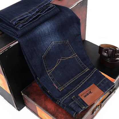 Hot Selling Mens Stretch Jeans Men Classic Business Jeans Male Fashionable Comfortable Solid Color Slim Straight Leg Denim Pants