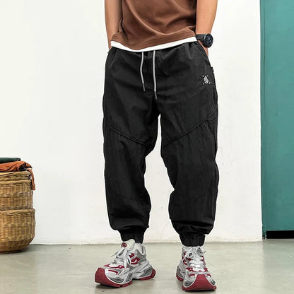 Korean Jogger Pants Men Summer Lightweight Loose Fit Breathable Quick Dry Tapered Casual Athletic Fashion Workout Sweatpants