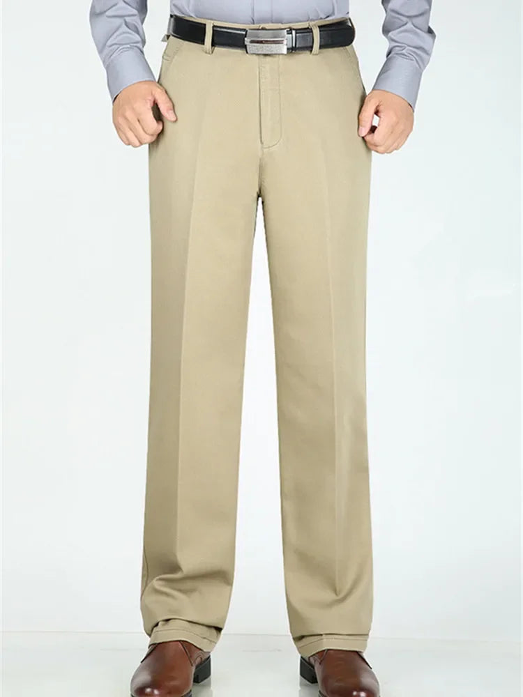 Suit Pants Men Formal Dress Trousers Autumn Elastic Office Plus Size 42 40 Business Thick Straight High Waist Male White Clothes