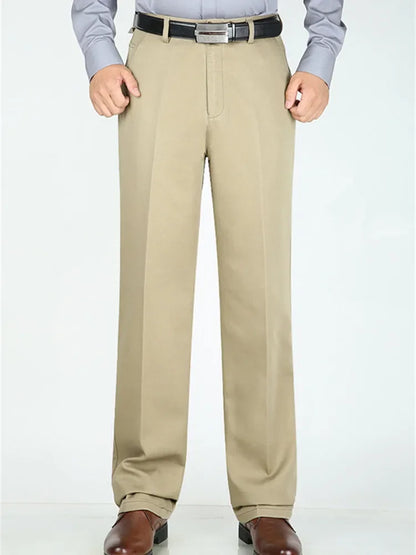 Suit Pants Men Formal Dress Trousers Autumn Elastic Office Plus Size 42 40 Business Thick Straight High Waist Male White Clothes