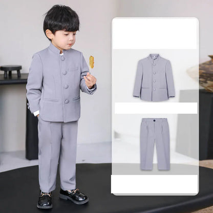 Children Chinese Style Zhongshan Suit Boys China May Fourth Youth Suit Kids Chorus Dress School Student Graduation Class Dress